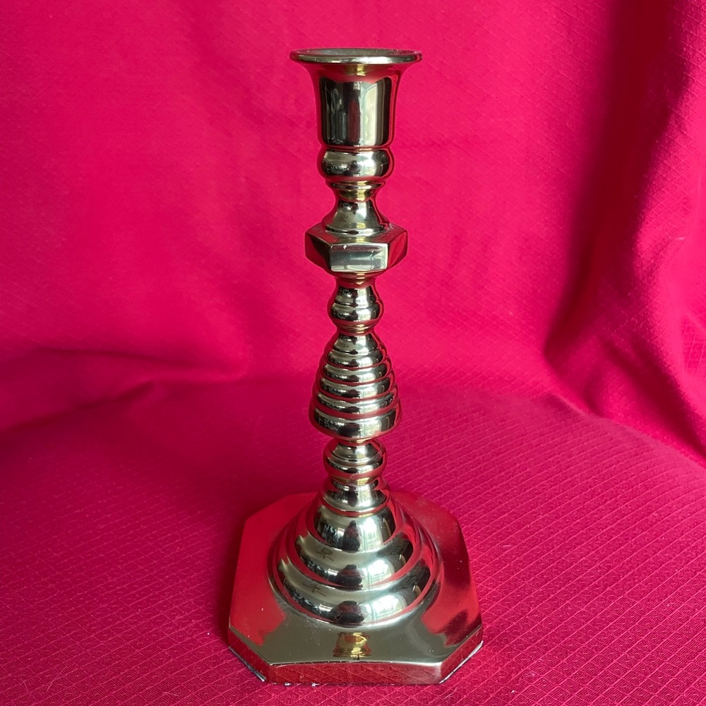 🕯️Vintage Solid Brass Candlestick Holder. Beehive Design. Very Heavy. 🕯️